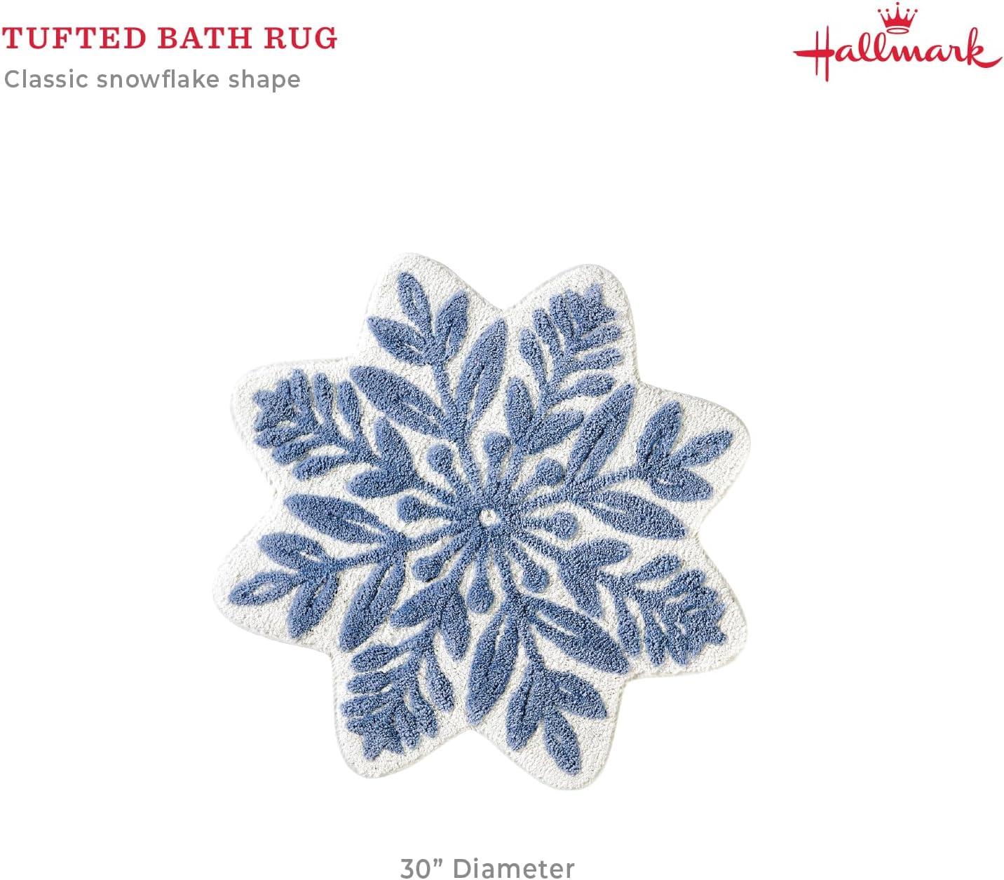imageHallmark Holiday Bath Rug Round Christmas Rug Soft Tufted Pile Christmas Wreath 30quot RoundSnowflake