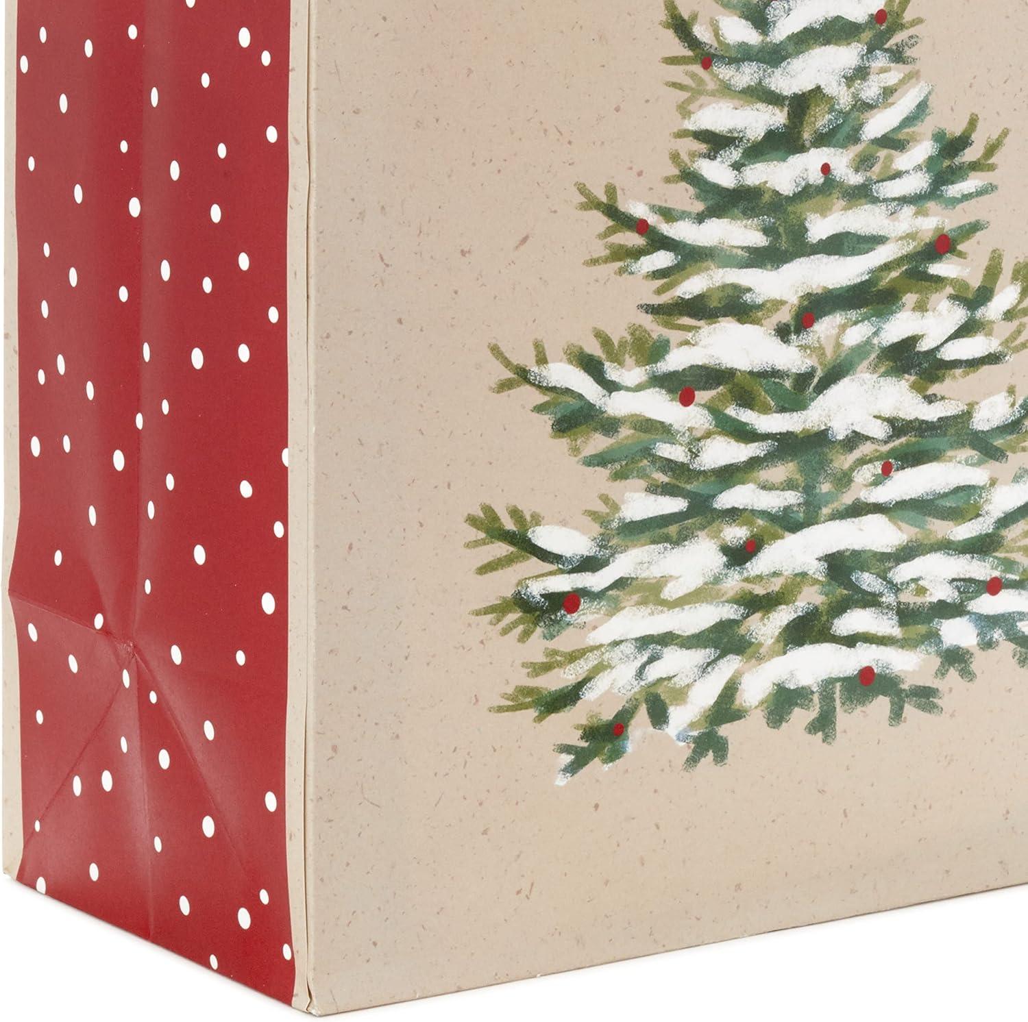 imageHallmark 13quot Large Christmas Gift Bag Assortment with Tissue Paper 3 Bags quotMerry Christmasquot Wreath Gold Joy Snowy Red Barn Red White Gold Foil1 Count Pack of 4