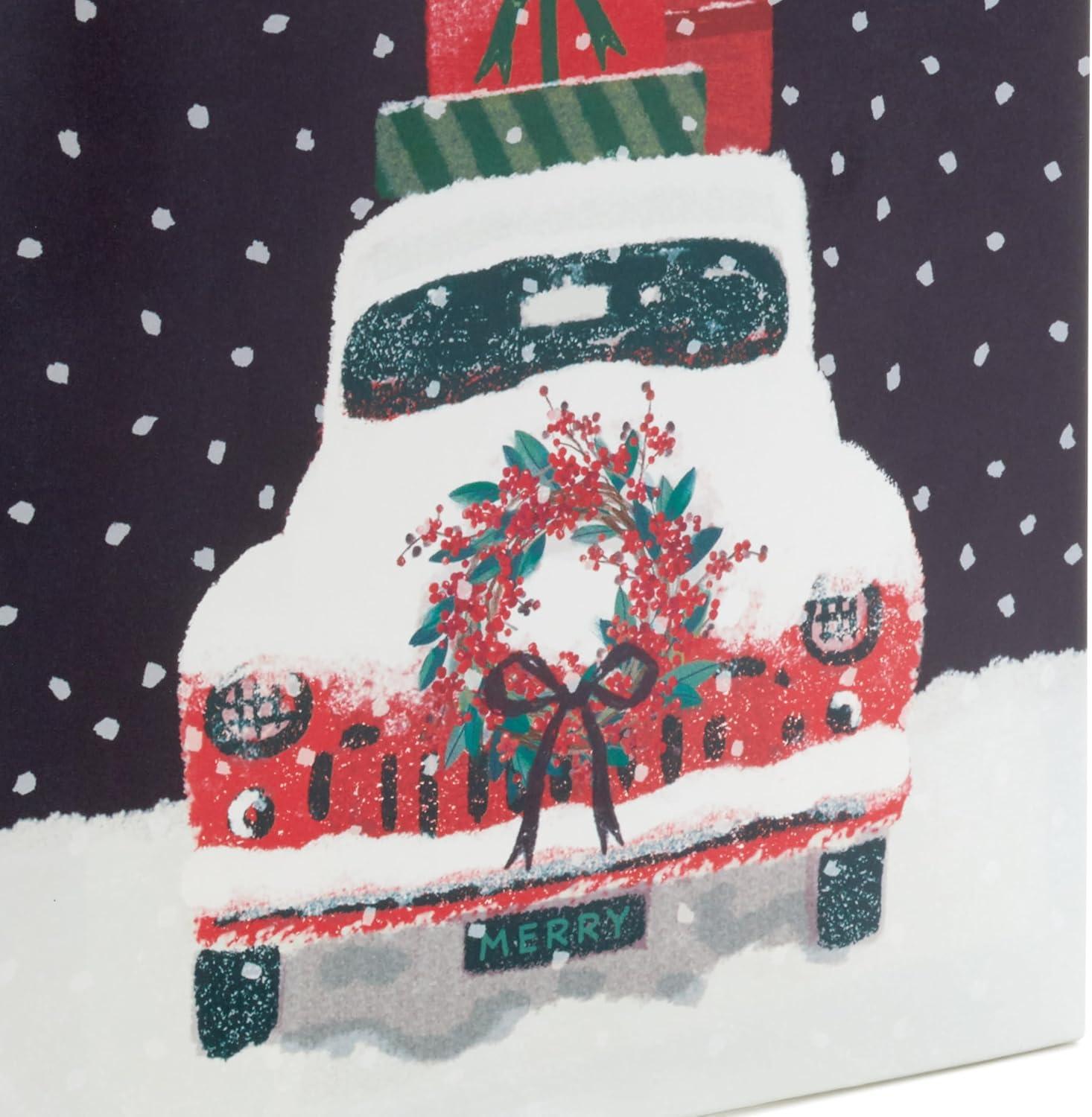 imageHallmark 13quot Large Christmas Gift Bag Bundle 3 Bags Joy Wreath on Gray Rustic Santa with Tree Happy Holidays on Red for Friends Family Teachers Coworkers1 Count Pack of 4