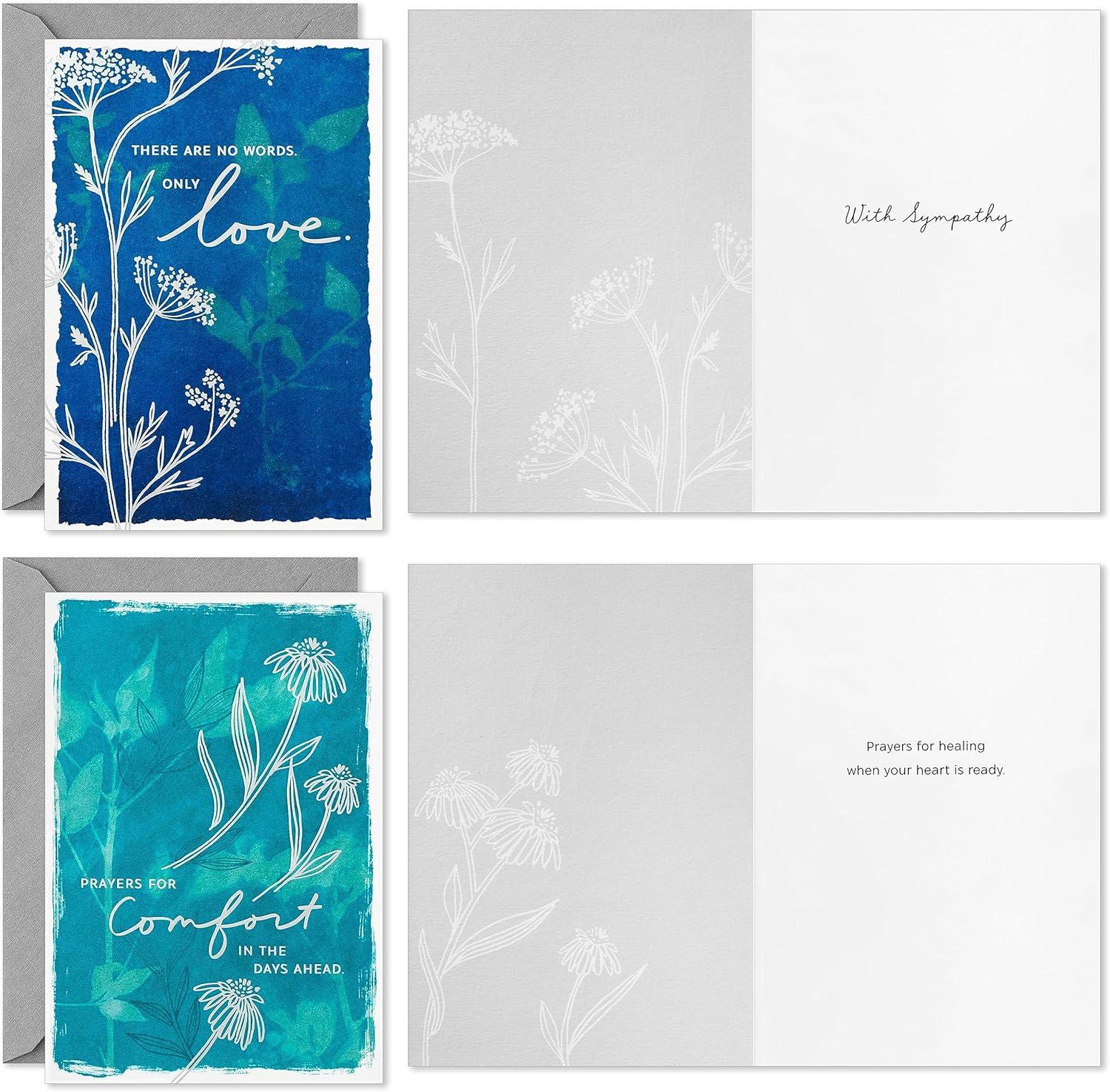 imageHallmark Assorted Sympathy Cards 36 Cards with Envelopes Blue and Green Flower Assortment