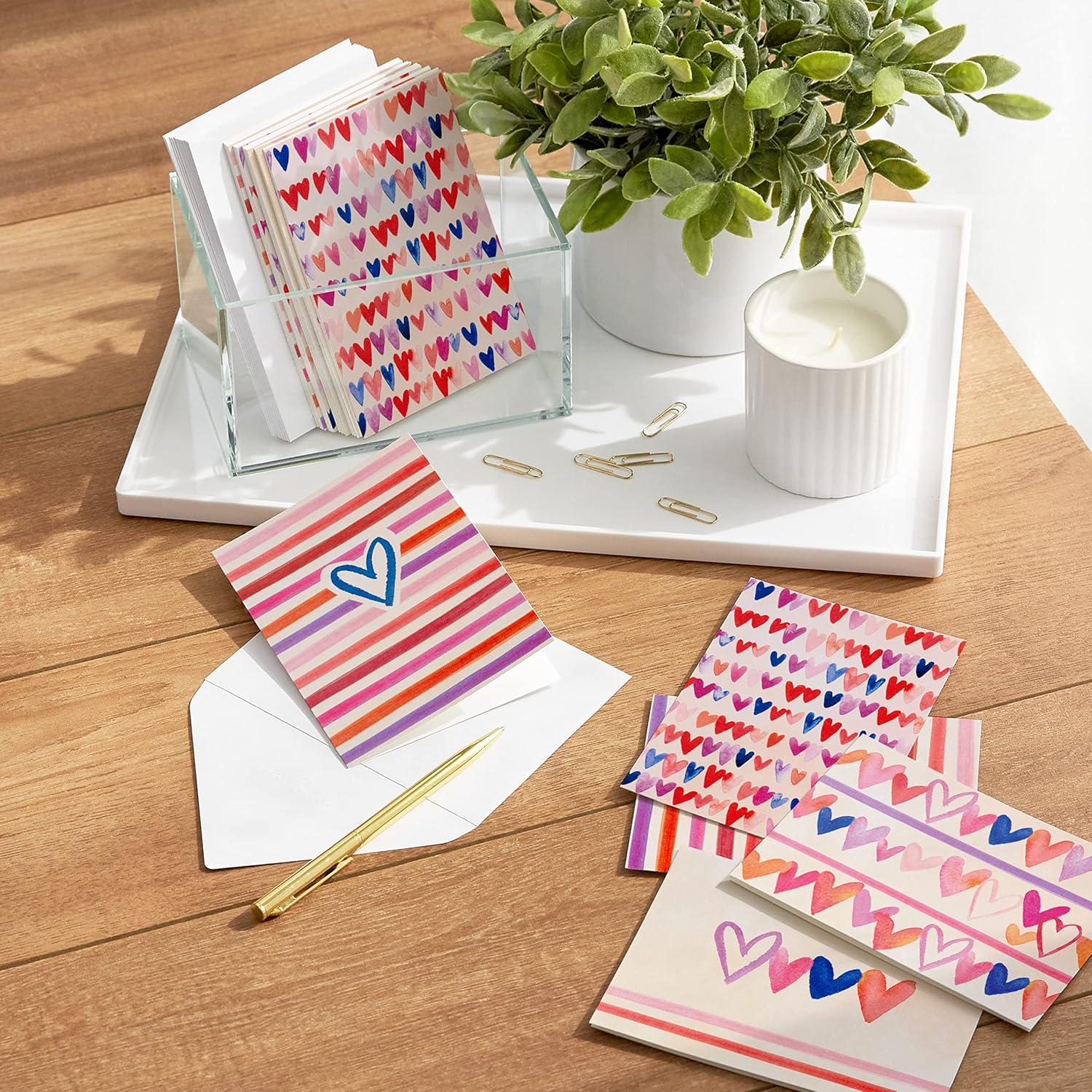 imageHallmark Blank Cards Assortment for Valentines Day 48 Cards and Envelopes Pack Watercolor Hearts