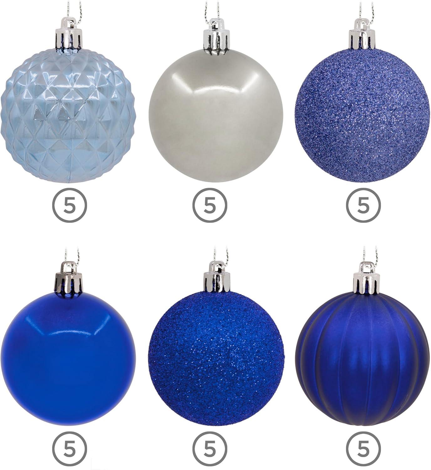 imageHallmark Blue Silver Christmas Balls Christmas Ornaments Set of 30Blue Silver White