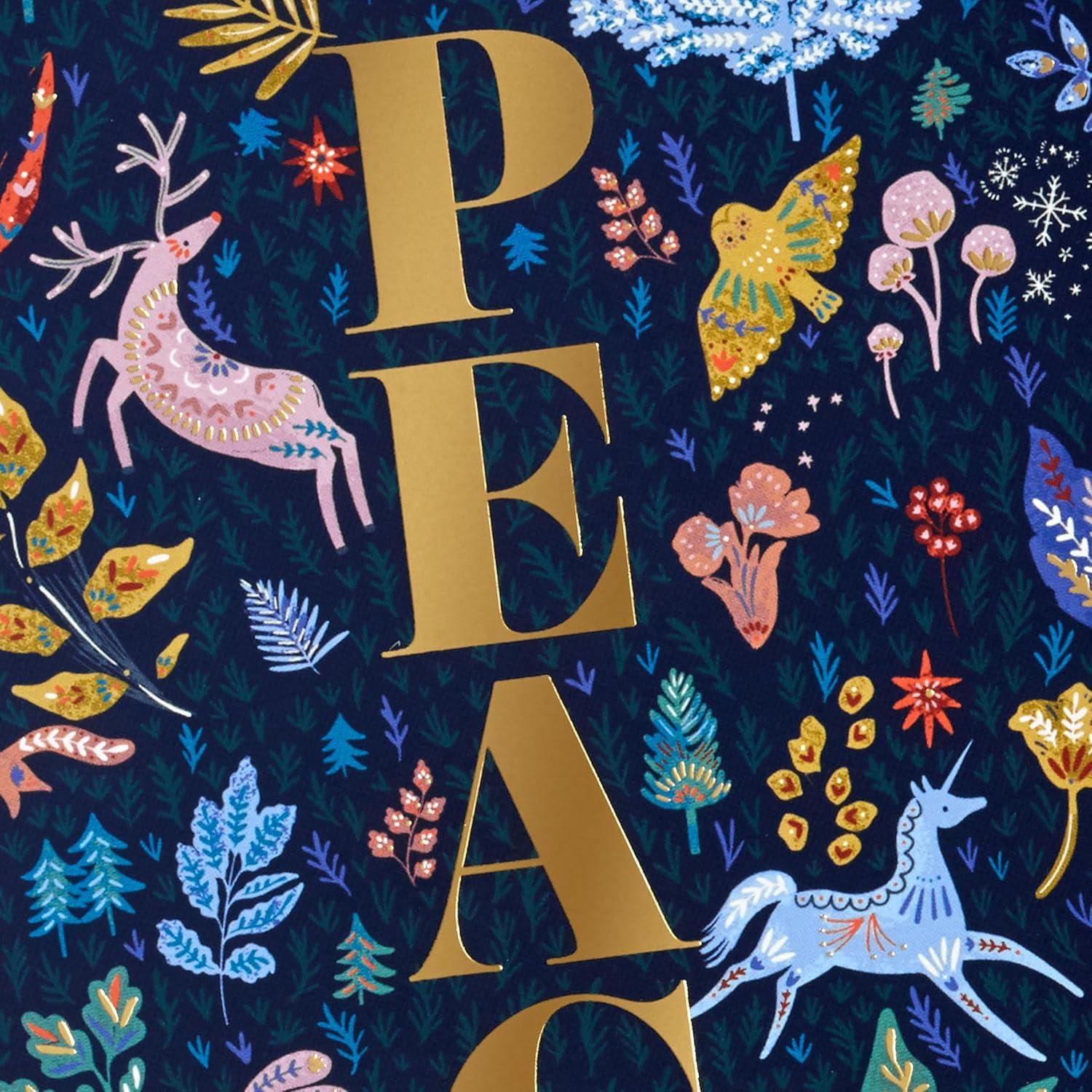 imageHallmark Boxed Christmas Cards Joy to the World 40 Cards and 40 Envelopes Blue and GoldPEACE