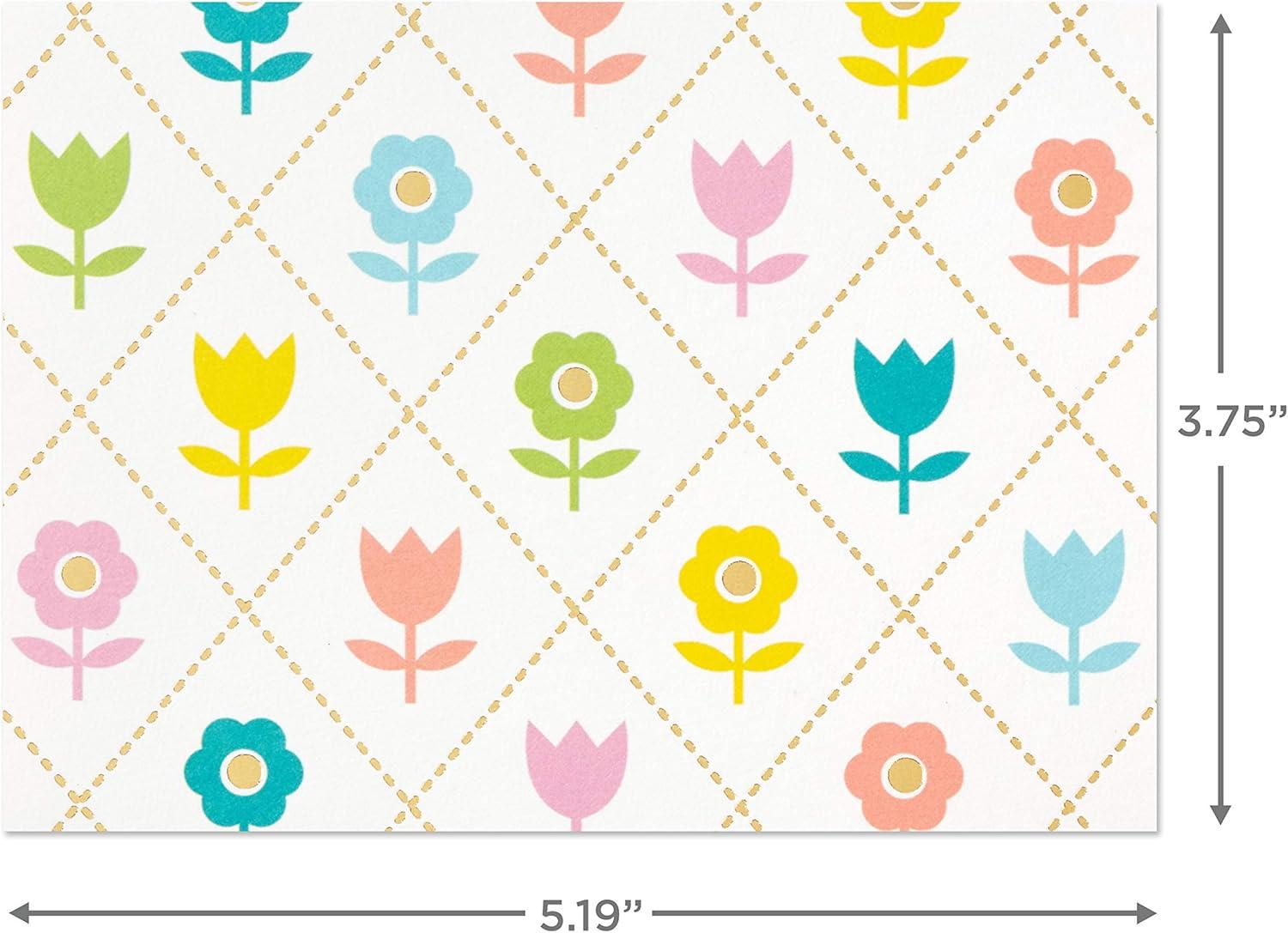 imageHallmark Easter Card Pack 24 Notecards with Envelopes 4 Designs Pink Tulips Pastel Eggs Easter BunnyFlowers and Butterflies