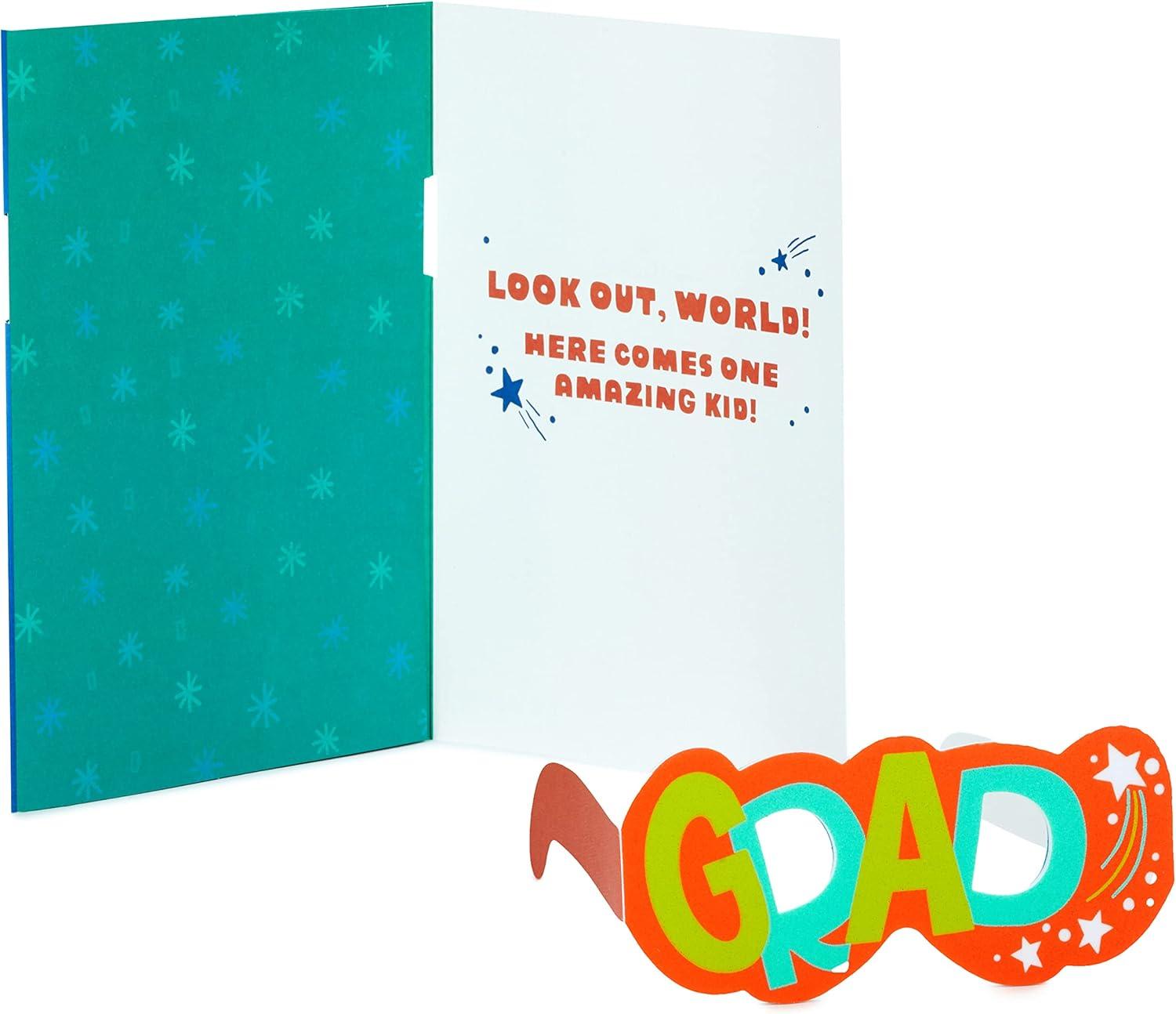 imageHallmark Graduation Card for Kids Removable Glasses for Preschool or Kindergarten GraduatesGraduation GRAD Glasses with Card