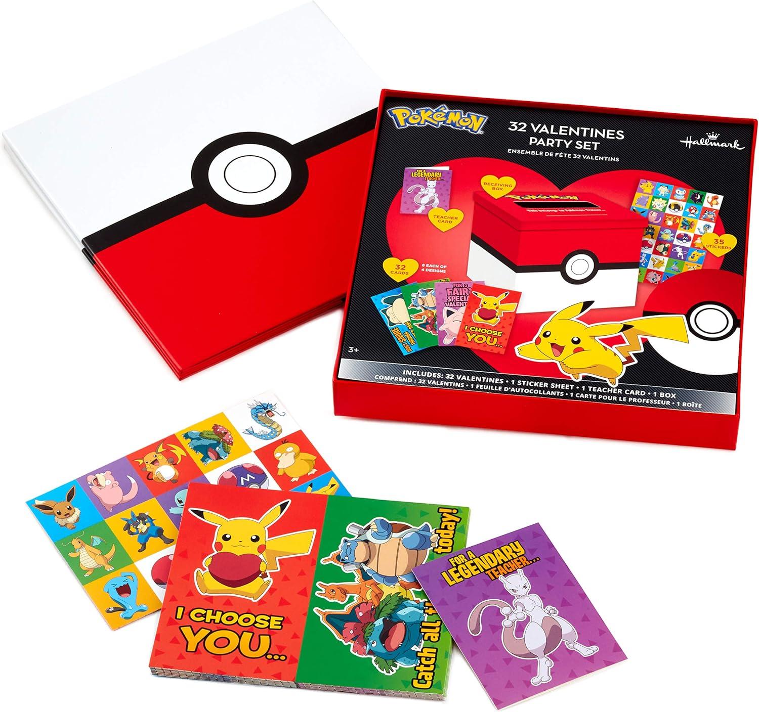 imageHallmark Justice League Valentines Day Cards and Mailbox for Kids School Classroom Exchange 1 Box 32 Valentine Cards 35 Stickers 1 Teacher CardPokemon