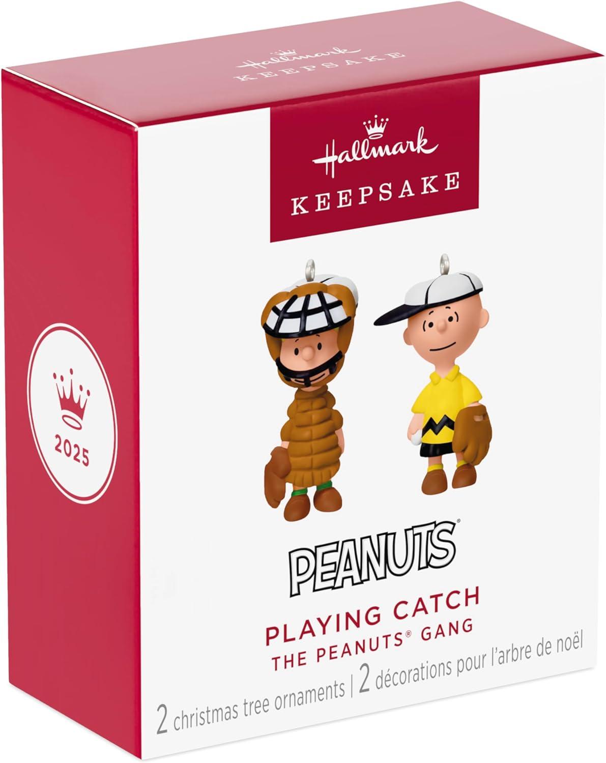 imageHallmark Keepsake 1quot Mini Christmas Ornament 2025 Peanuts Winter Fun with Snoopy Gifts for Peanuts FansPeanuts Gang Playing Catch