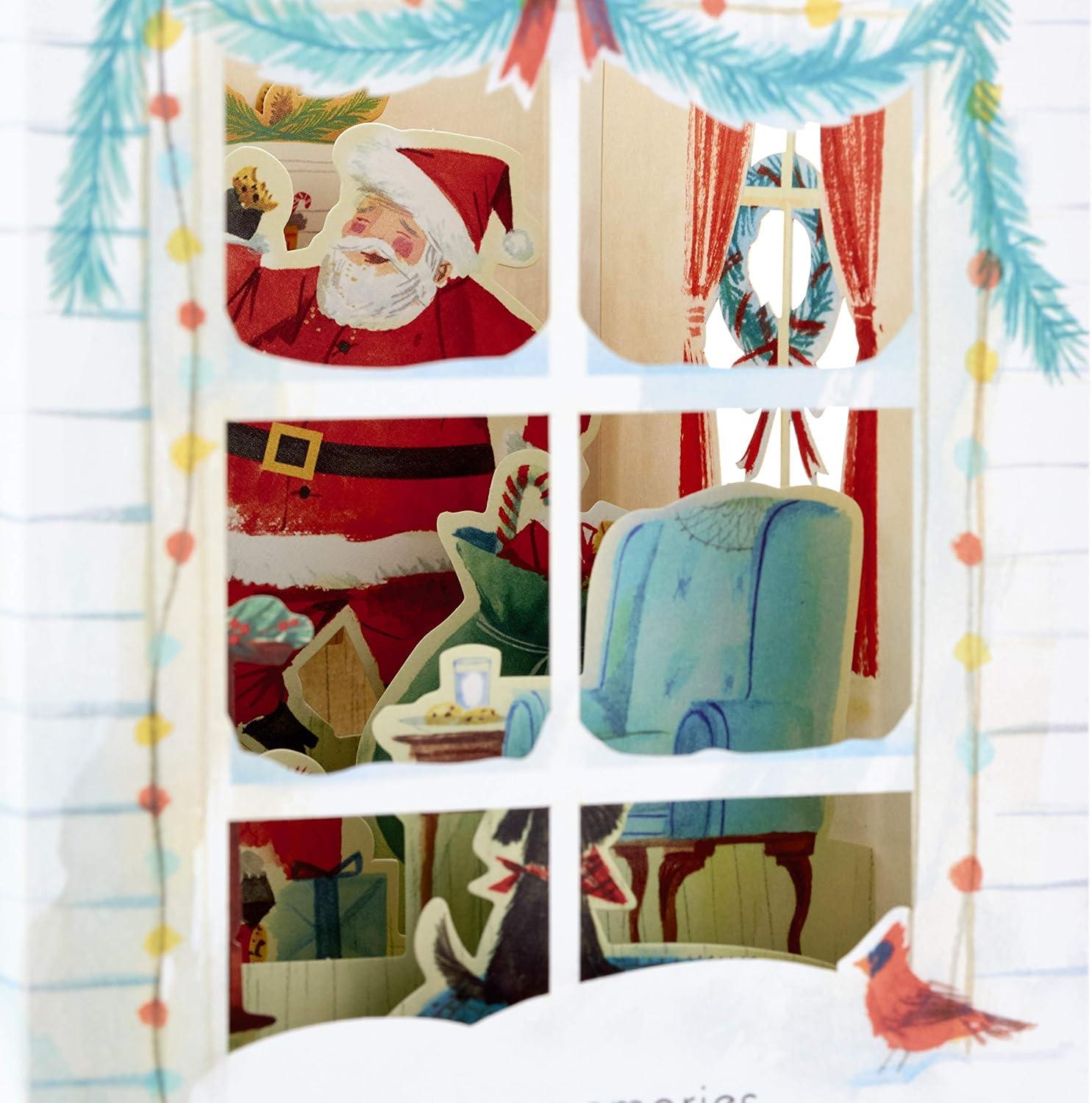 imageHallmark Paper Wonder Displayable Pop Up Honeycomb Christmas Card Santa ClausSanta in Window