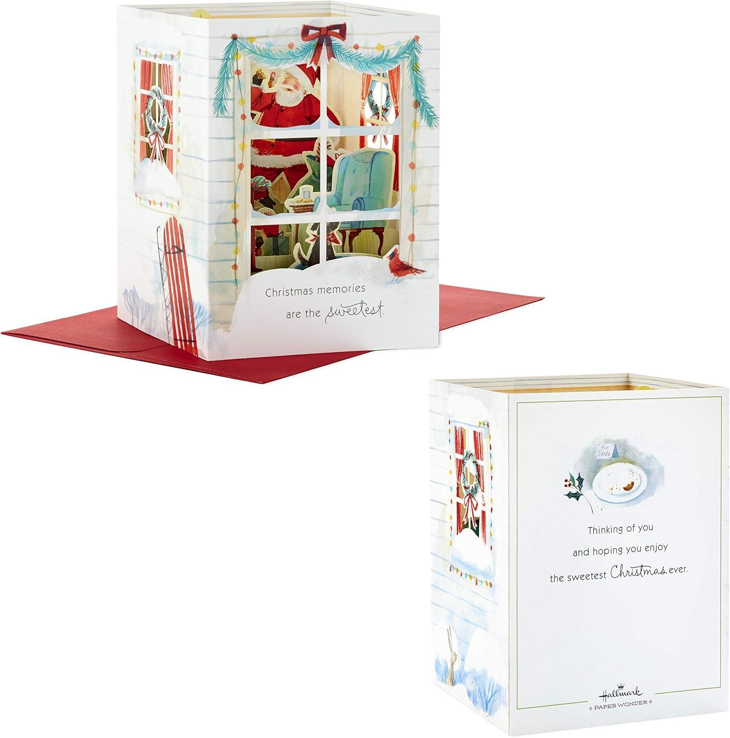 imageHallmark Paper Wonder Displayable Pop Up Honeycomb Christmas Card Santa ClausSanta in Window