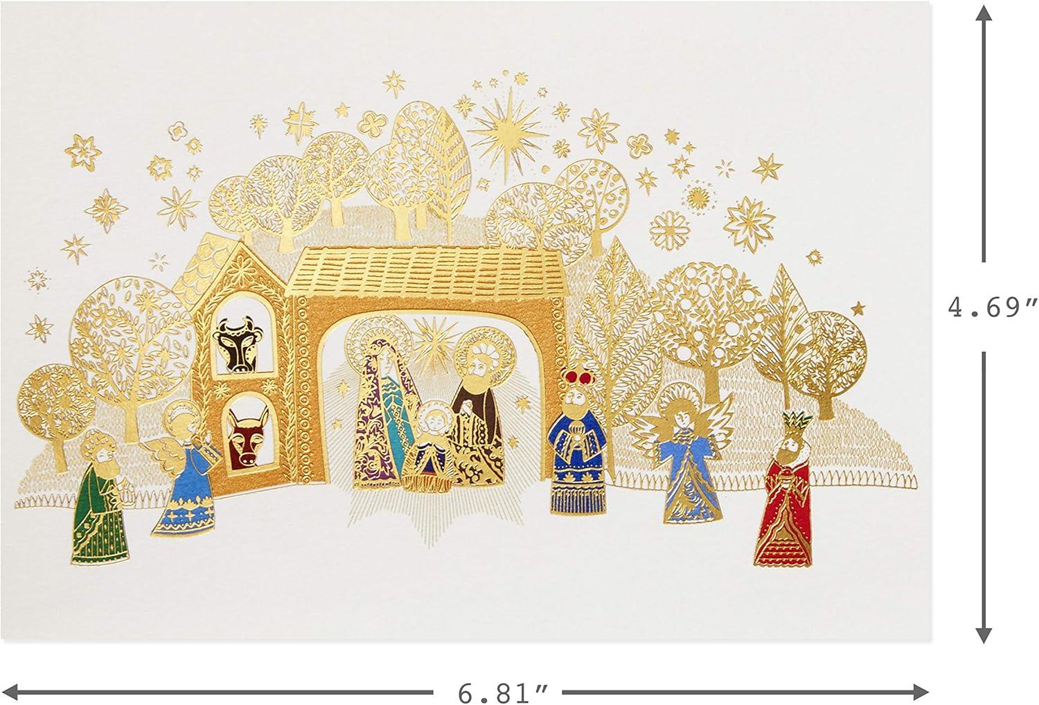 imageHallmark UNICEF Boxed Christmas Cards Peace Tree 12 Cards and 13 Envelopes 1XPX5649Gold Foil Nativity