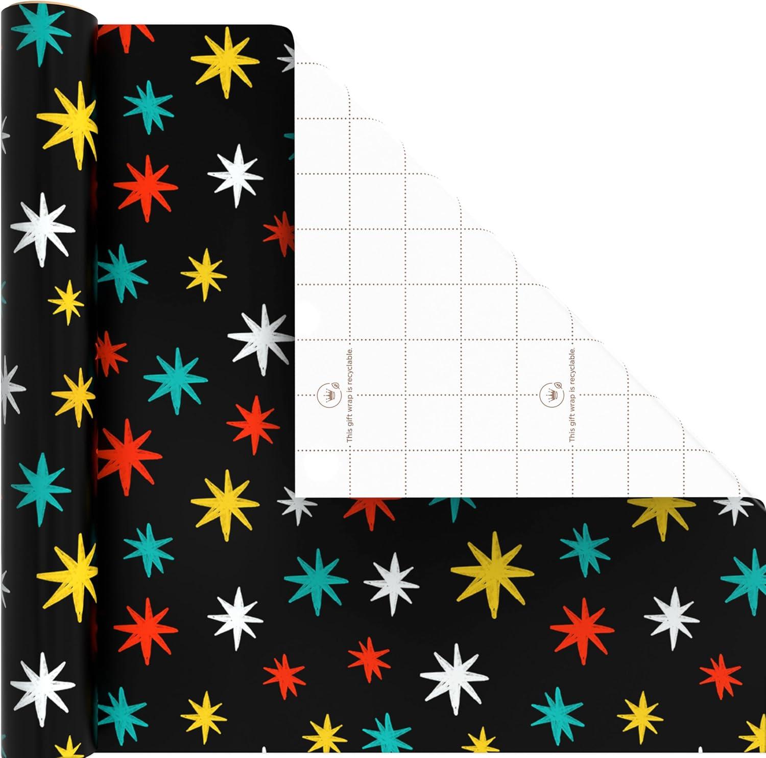 imageHallmark Wrapping Paper Mini Rolls 3Pack Checkered Triangles Starbursts for Birthdays Graduations Mothers Day Fathers Day Any Occasion 45 Sq Ft TotalCheckered Triangles Starbursts