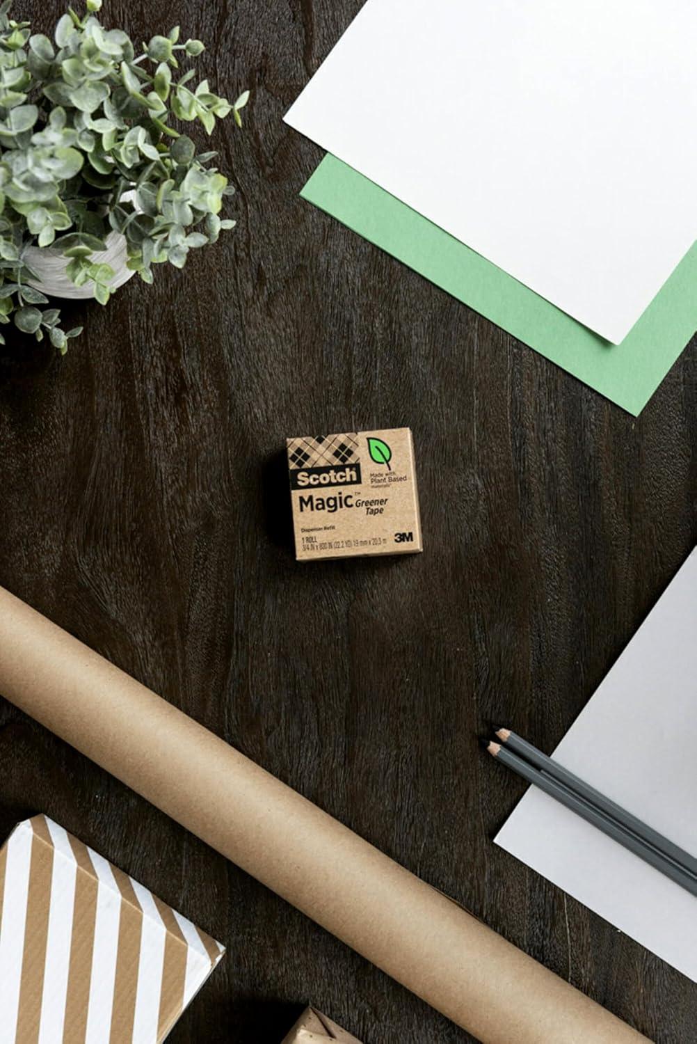 imageScotch Magic Greener Tape and Hallmark Recyclable Christmas Wrapping Paper Rolls 12 Rolls of Tape with Set of 6 Gift Wrap Rolls Red and Green Deer Mittens Citrus Quilt Plaid