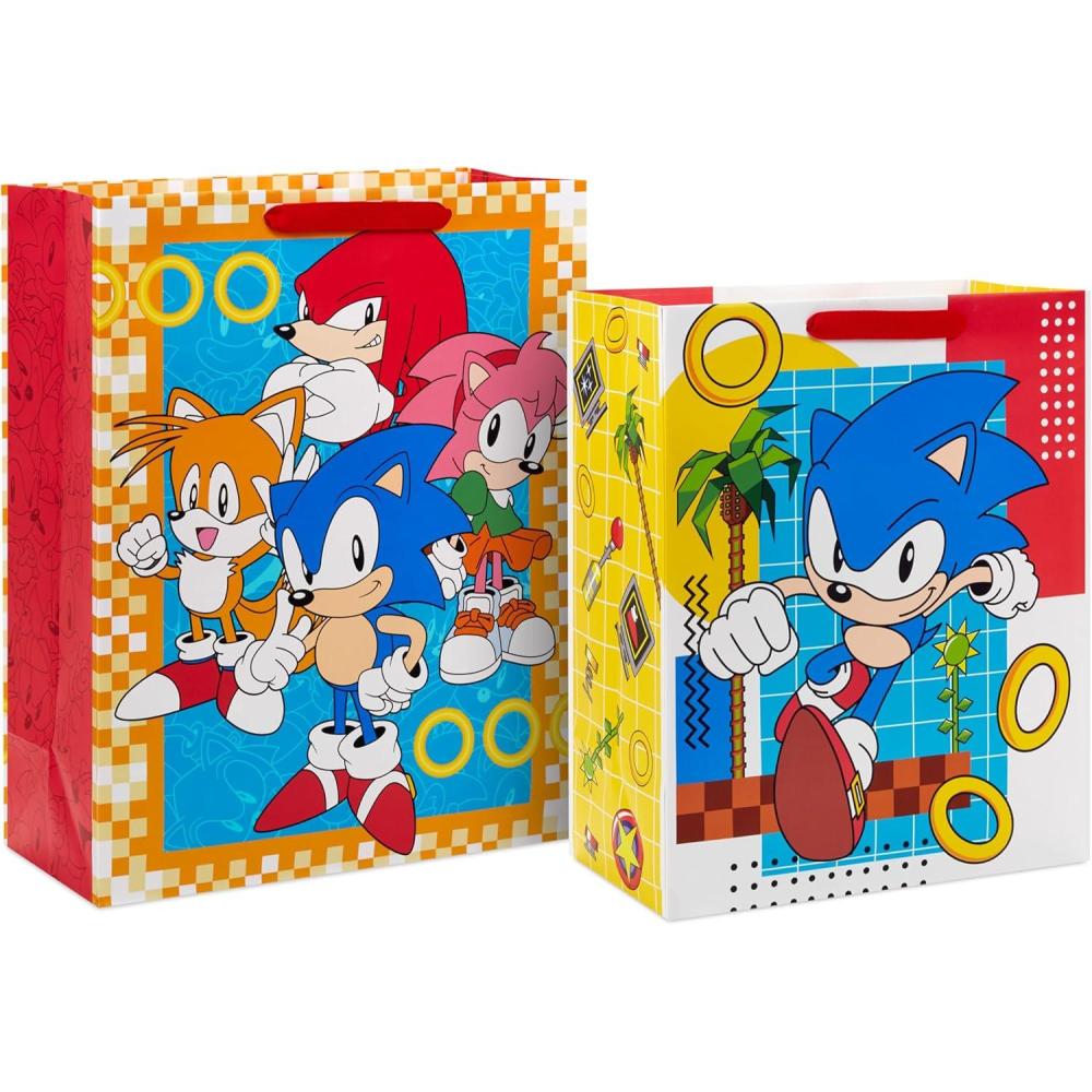 imageHallmark 13quot Large Birthday Gift Bag Bundle 3 Bags Happy Birthday 8Bit Game On for Gamers Teens DadsSonic the Hedgehog