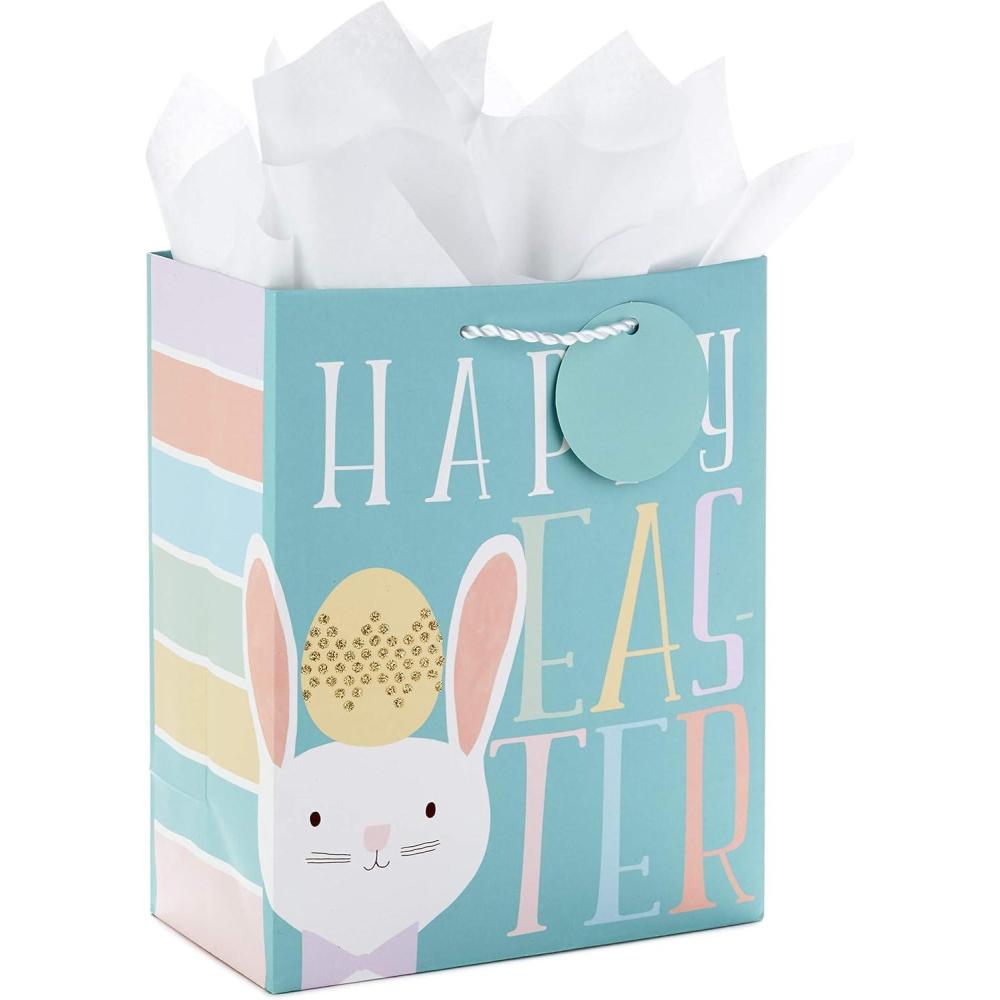 imageHallmark 13quot Large Easter Gift Bag with Tissue Paper Bunny with Egg for Egg Hunts and Easter Baskets9 Medium