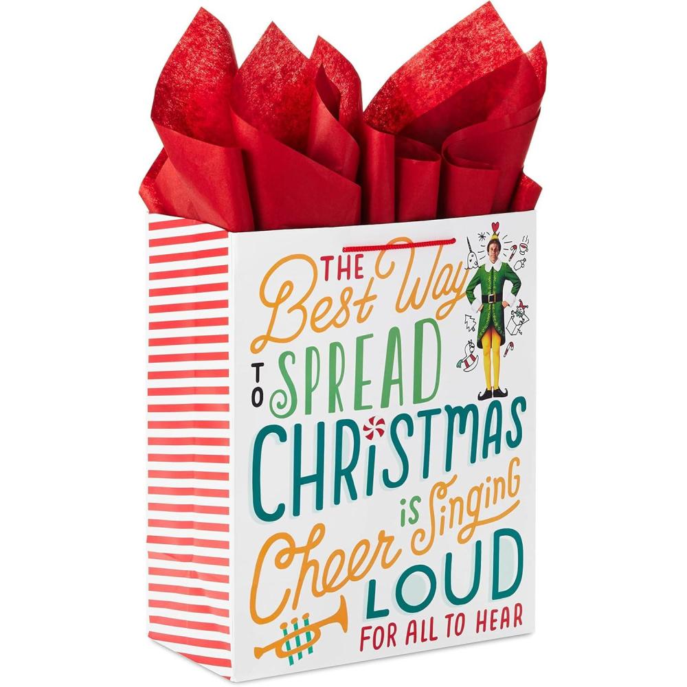 imageHallmark 13quot Large Elf Gift Bag with Tissue Paper Movie Quote quotThe Best Way to Spread Christmas Cheerquot for Kids Grandchildren AdultsElf