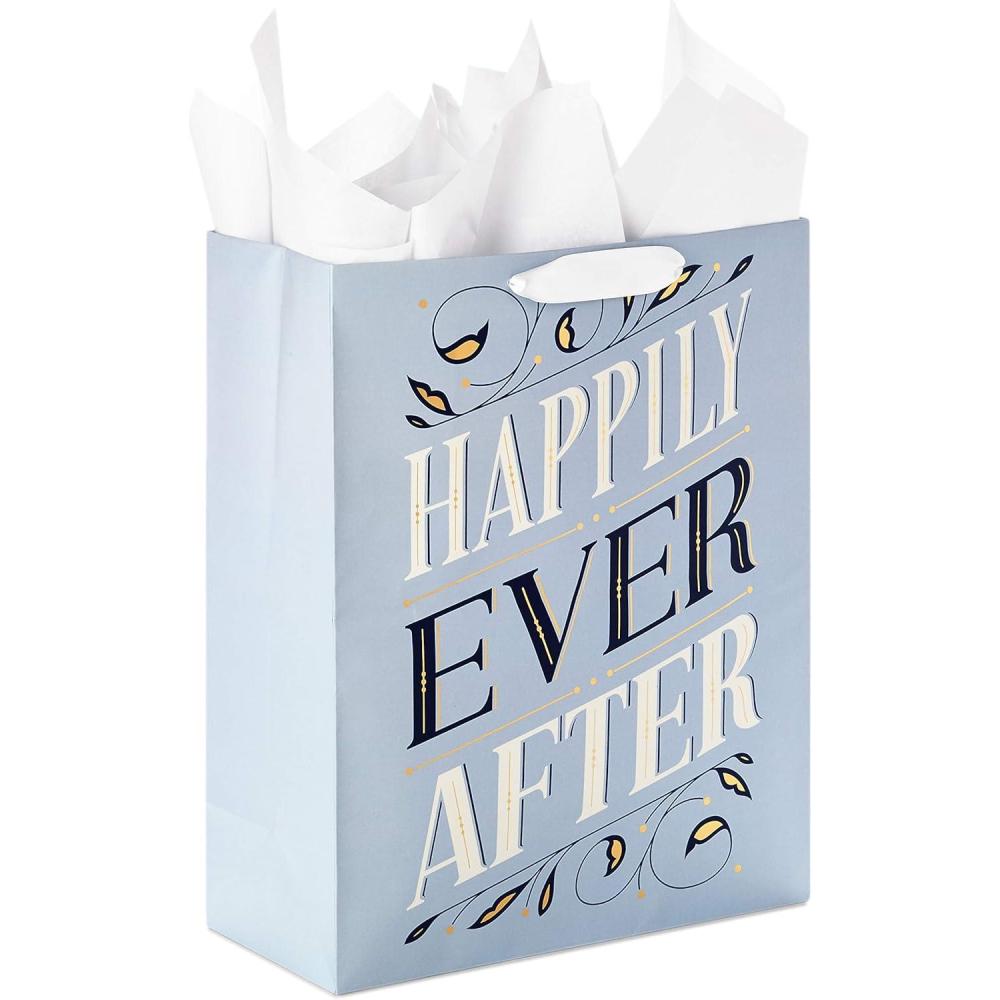 imageHallmark 15quot Extra Large Gift Bag with Tissue Paper quotTwo Hearts One Lovequot Black and Gold for Weddings Anniversaries Engagements Valentines DayHappily Ever After