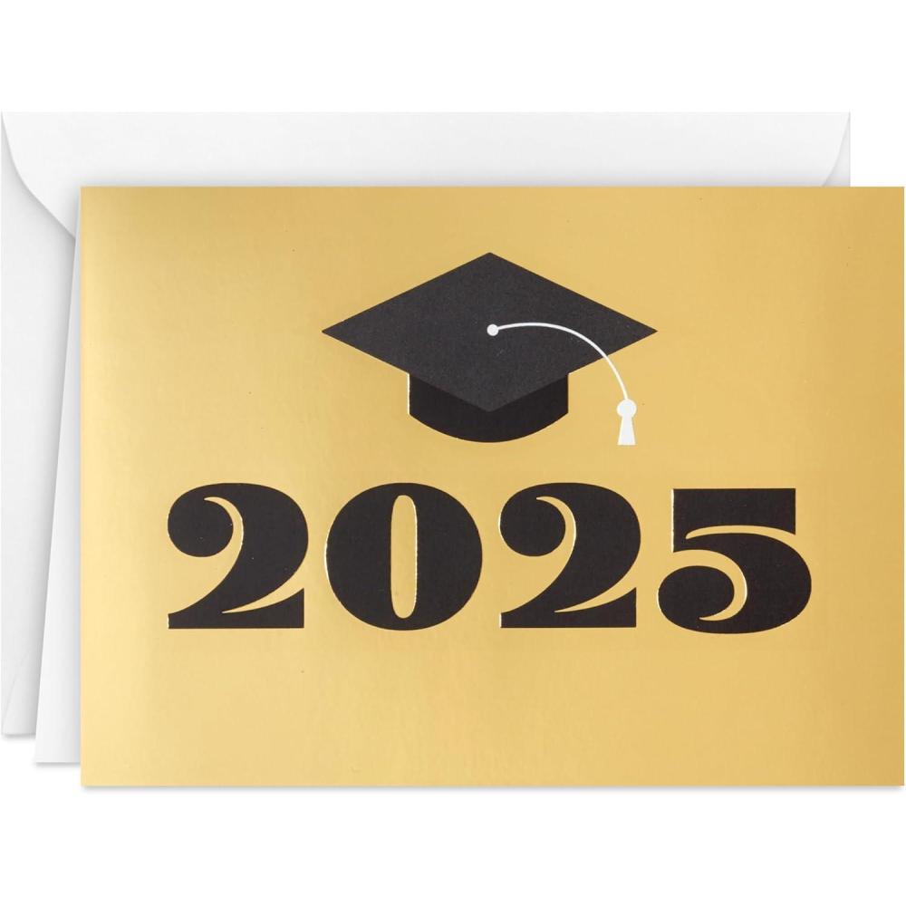 imageHallmark 2025 Bulk Graduation Thank You Cards Black and Gold 40 Count with Envelopes for Grad Announcements Invitations Thanks2025 Grad