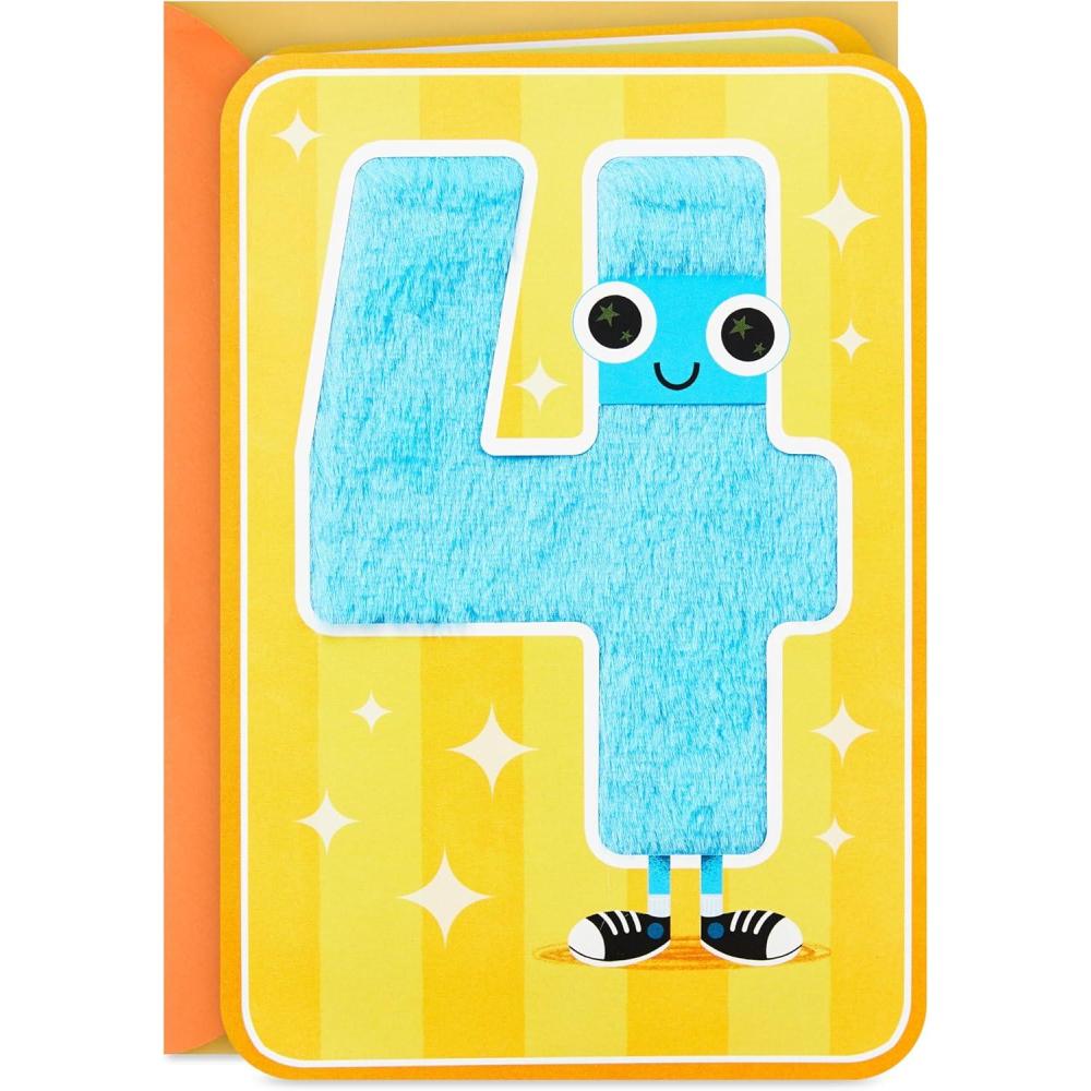 imageHallmark 4th Birthday Card for Kids Fuzzy Number4 Year Old