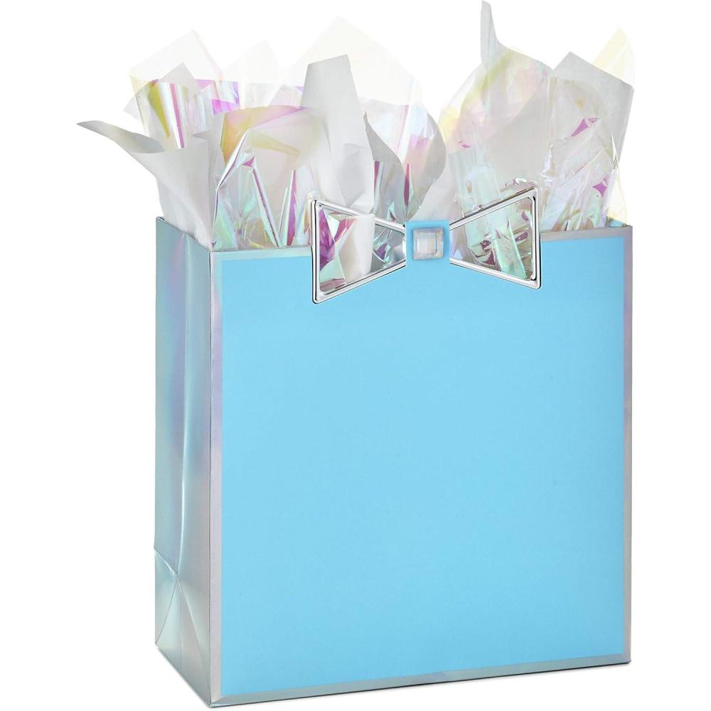 imageHallmark 7quot Medium Horizontal Gift Bag with Tissue Paper Happy Ever After for Weddings Engagements Bridal ShowersBlue