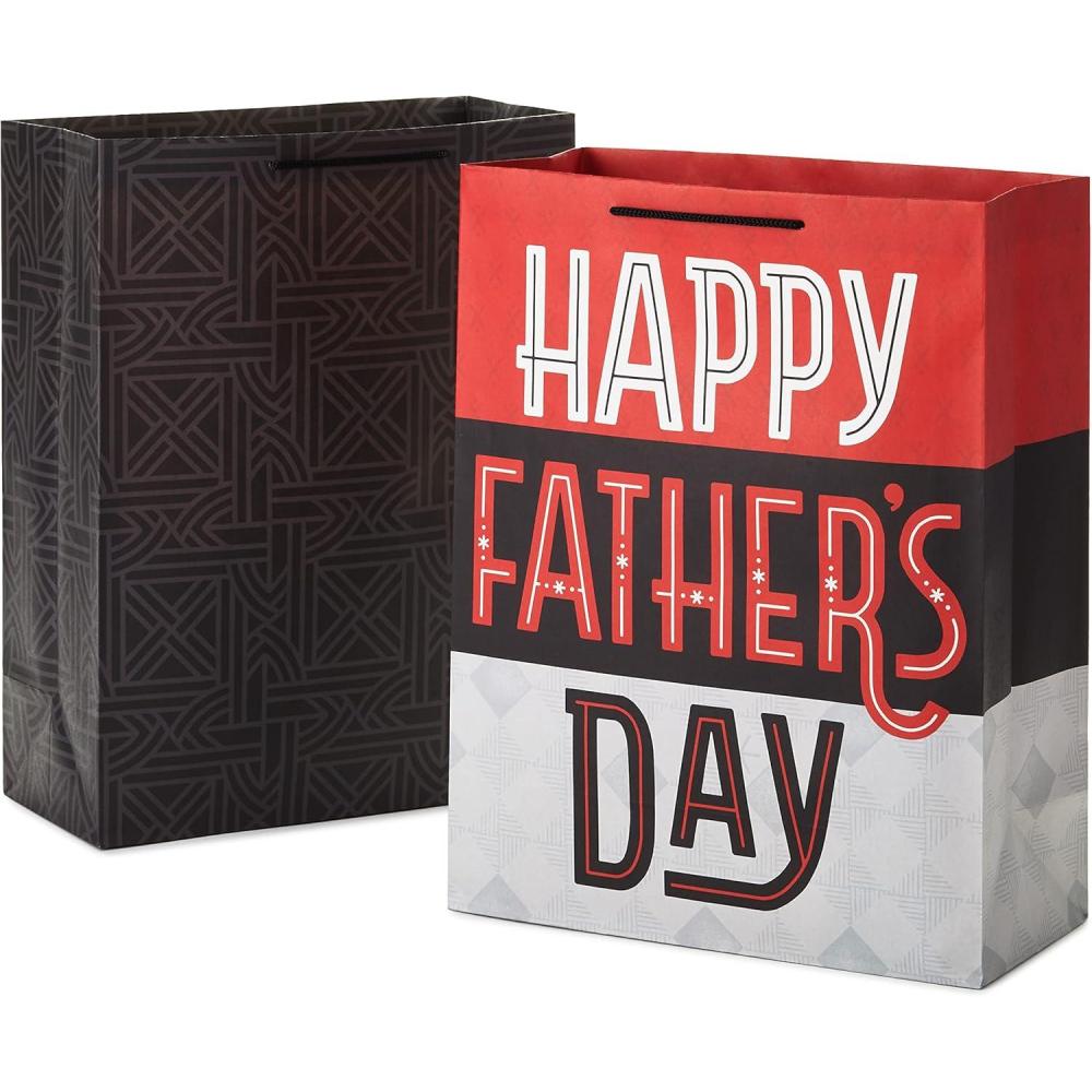 imageHallmark 9quot Medium Gift Bags for Him 4 Bags Best Dad Ever Cheers to You Wood Grain for Fathers Day Birthdays Graduations1 Count Pack of 2