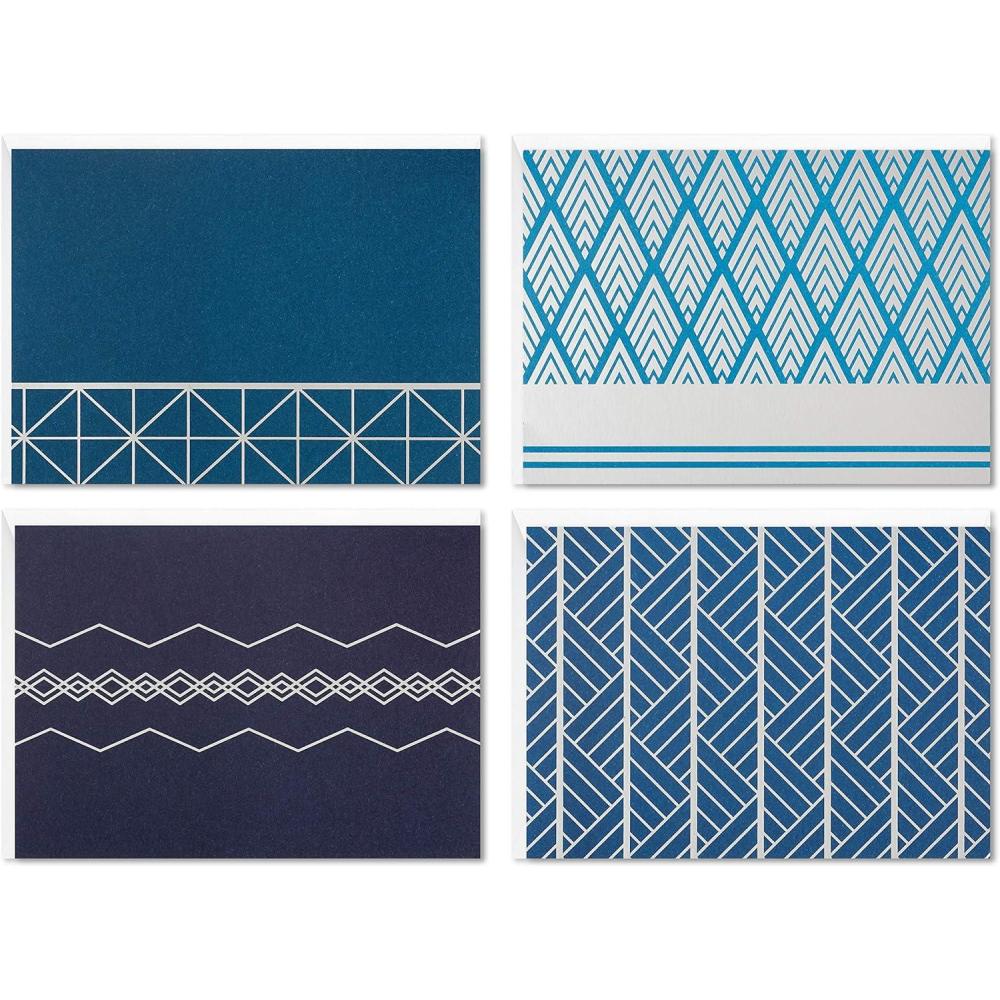 imageHallmark Blank Cards Assortment Geometric Silver Foil 40 Note Cards with Envelopes