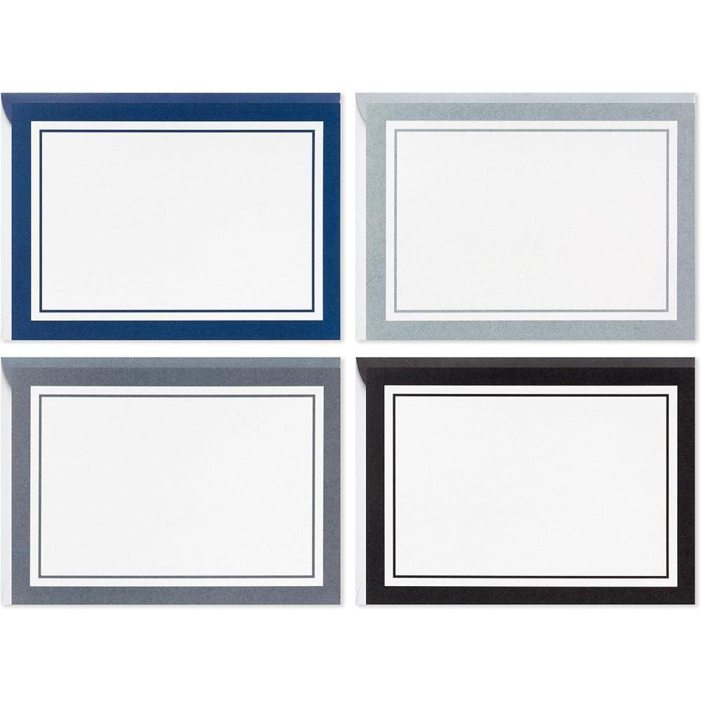 imageHallmark Blank Cards Assortment with Organizer Black ampamp White Stripes 40 Note Cards with Envelopes for Graduation Just Because All Occasion