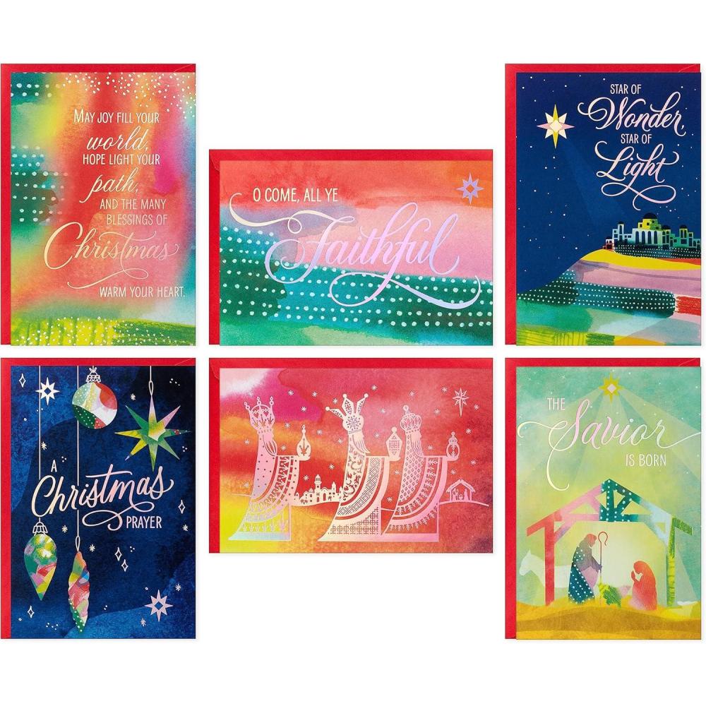 imageHallmark Boxed Holiday Cards Gold Happy Holidays 16 Cards and 17 EnvelopesReligious Star of Wonder Card Assortment