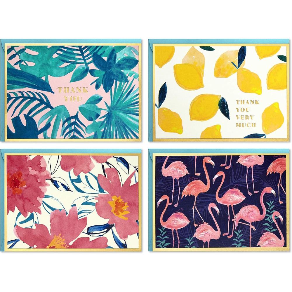 imageHallmark Boxed Thank You and Blank Cards Assortment Four Assorted Tropical Designs 40 Note Cards and EnvelopesTropical Designs