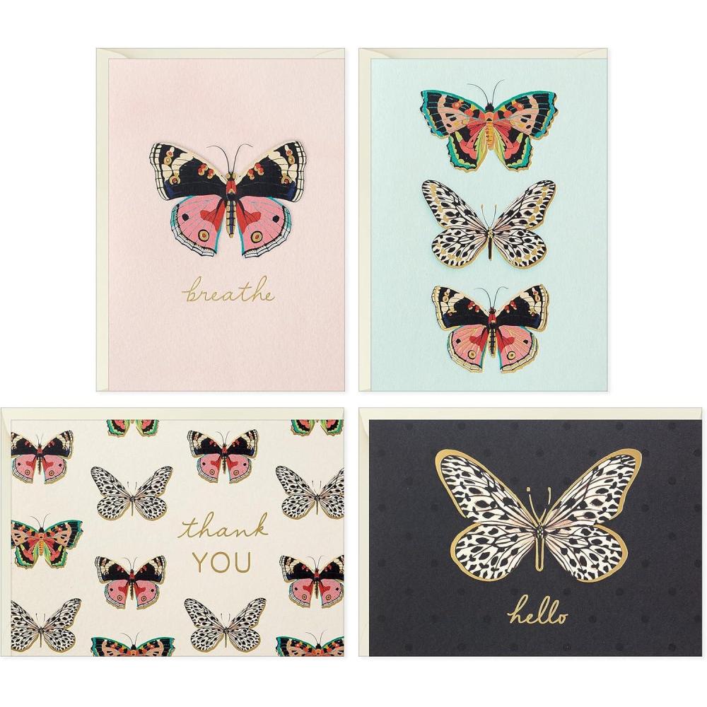 imageHallmark Butterfly Card Assortment 24 Blank Cards with Envelopes Thank You Breathe Hello