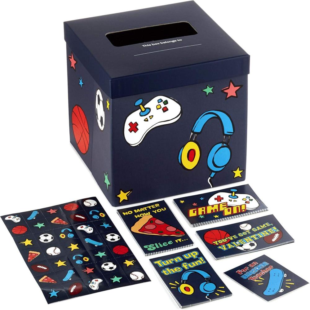 imageHallmark Cats and Dogs Valentines Day Cards and Mailbox for Kids School Classroom Exchange 1 Box 32 Valentine Cards 1 Teacher CardGames  Sports