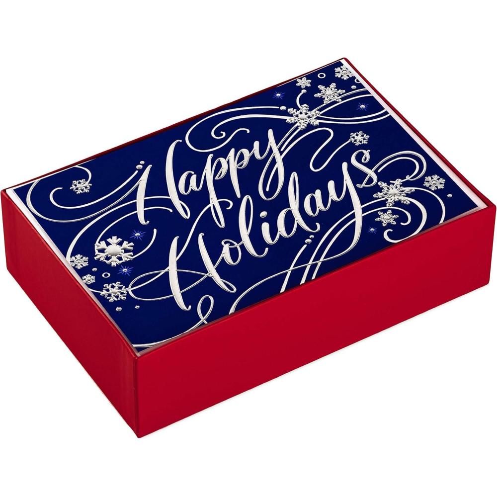 imageHallmark Christmas Cards Boxed with Envelopes Happy Holidays 40 Blue Holiday Cards40ct Blue Happy Holidays Cards
