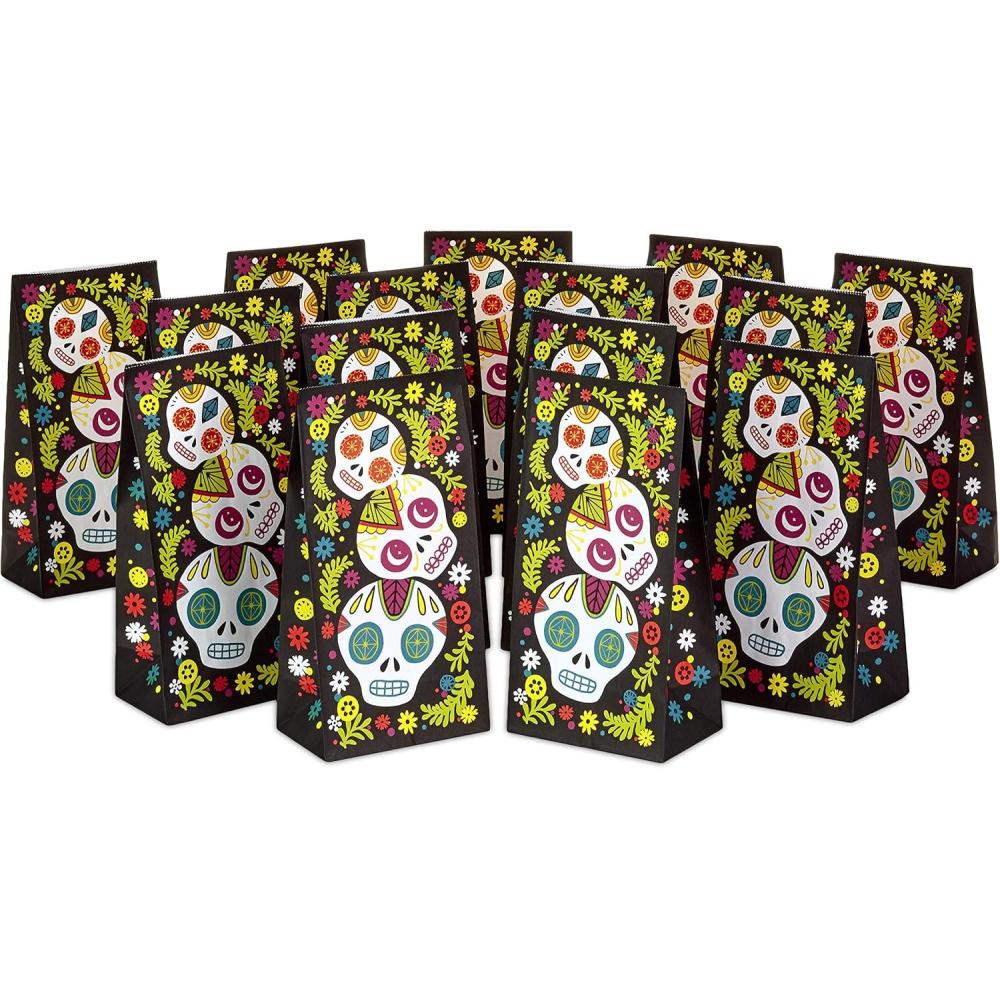 imageHallmark Day of the Dead Party Favor and Wrapped Treat Bags 15 Ct for Halloween Da de los Muertos Class Parties Care Packages and MoreTreat