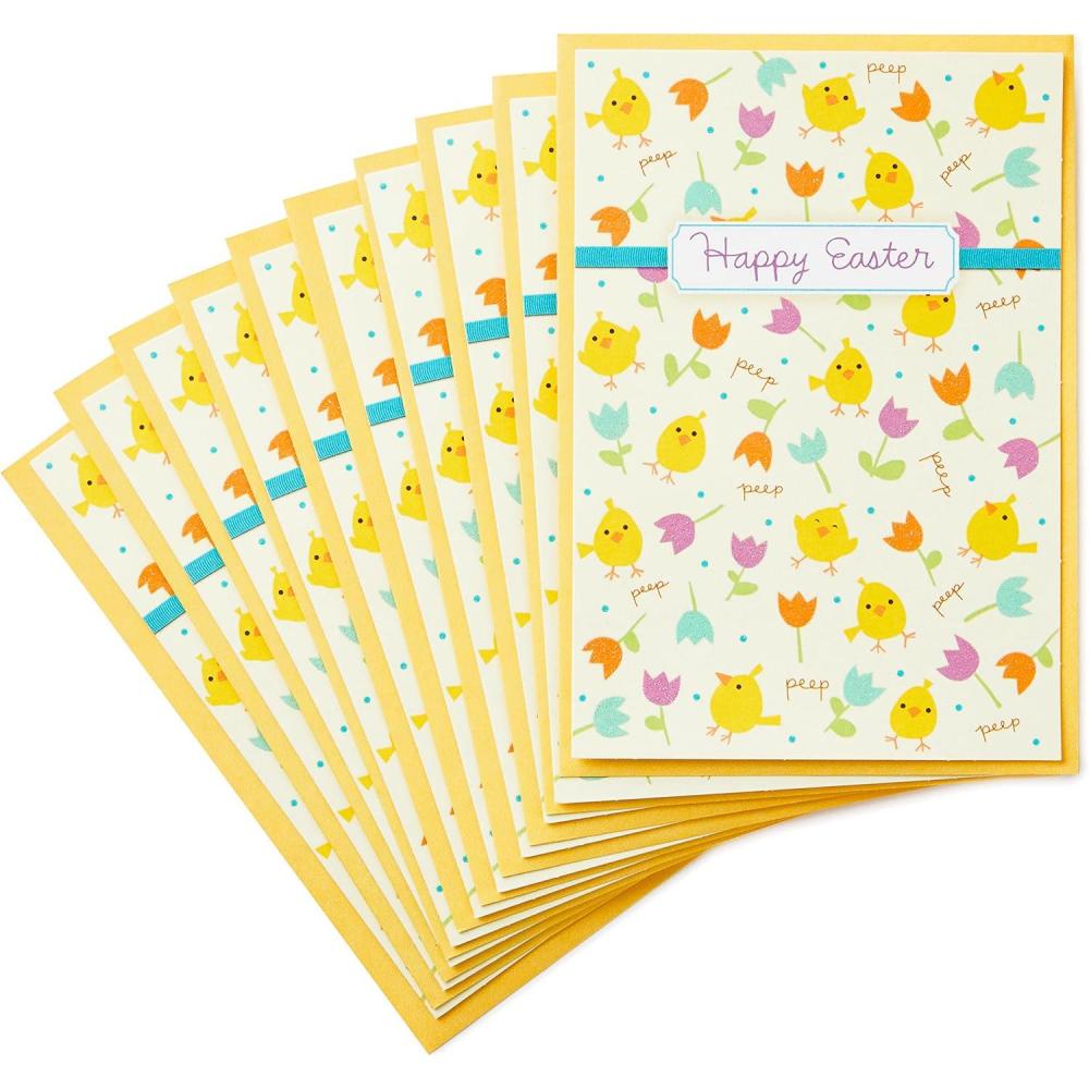 imageHallmark Dayspring Pack of Religious Easter Cards Blessings 10 Cards with EnvelopesCute Chicks and Tulips 10 Cards with Envelope