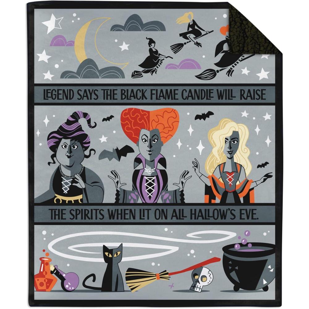 imageHallmark Disney Hocus Pocus Blanket 50quot x 60quot Black Flame CandleHocus Pocus