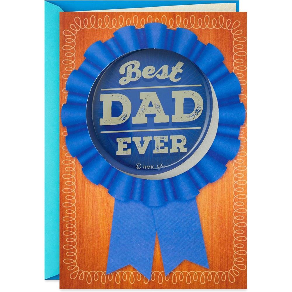 imageHallmark Fathers Day Card with Removable Badge Best Dad Ever or Birthday Card for DadBest Dad Ever Removable Pin