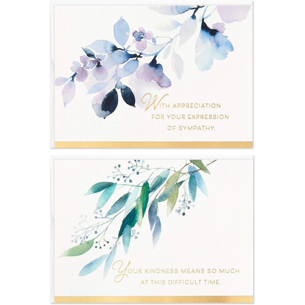 imageHallmark Funeral Thank You Cards Assortment Watercolor Flowers 50 Thank You for Your Sympathy Cards with EnvelopesThank You Card