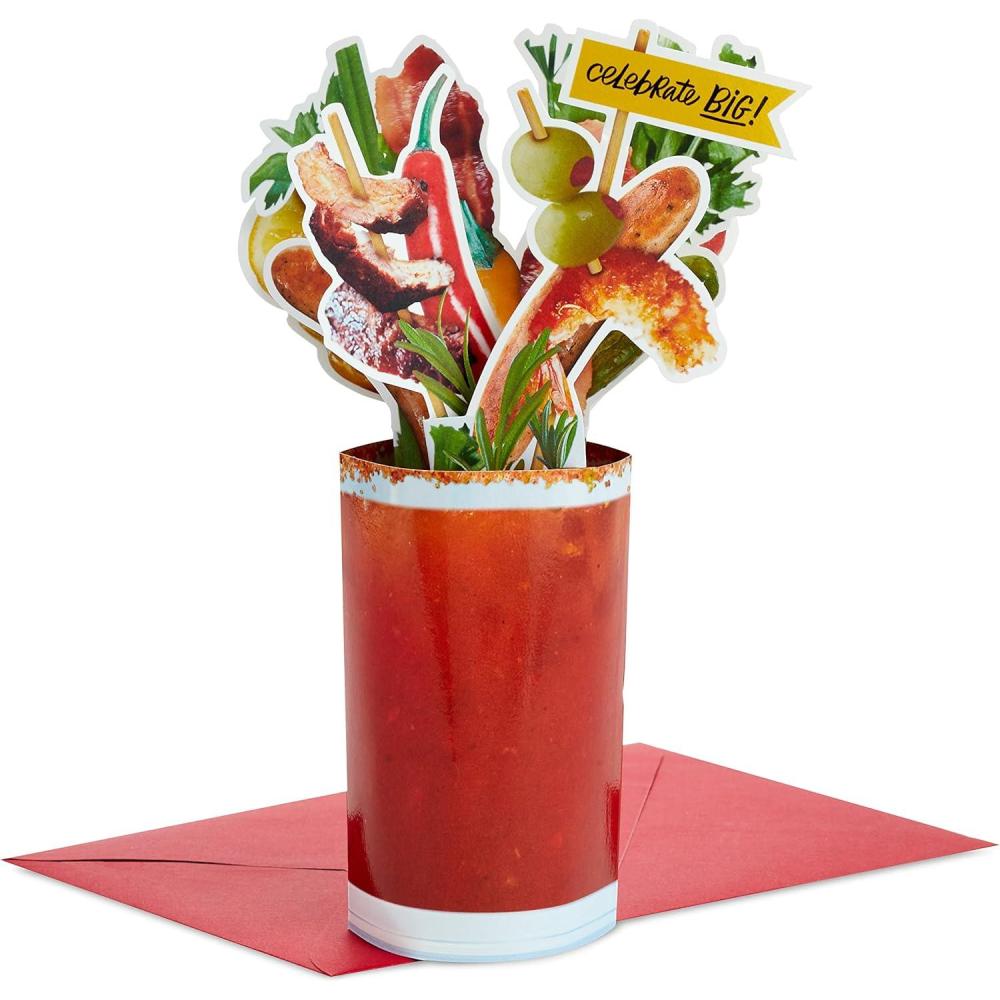 imageHallmark Funny Pop Up Birthday Card Hot Dog Bouquet Paper Wonder Shoebox 3D CardBloody Mary