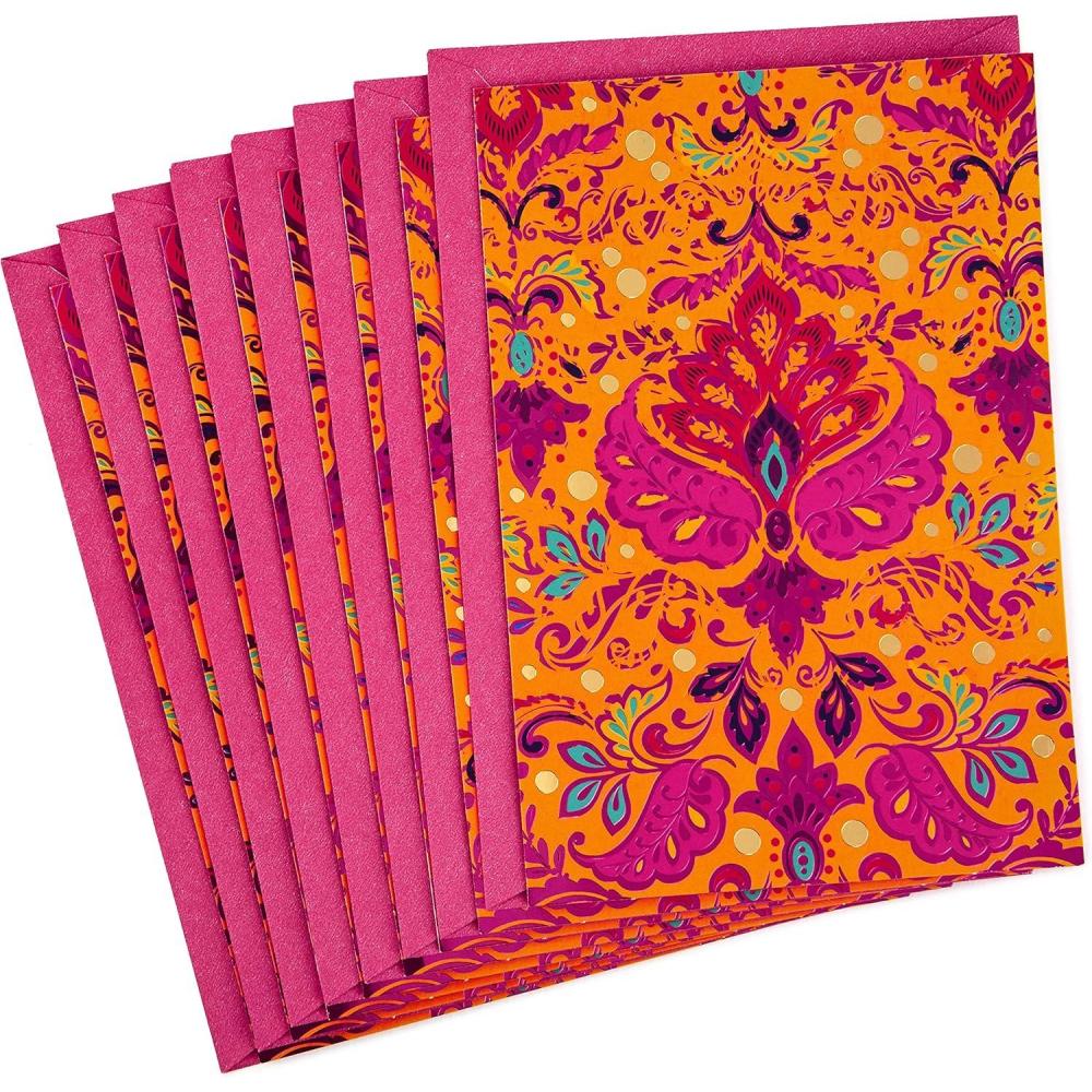 imageHallmark Golden Thread Pack of Blank Cards Jeweled Indian Pattern 8 Cards with EnvelopesJeweled Indian Pattern  8 Cards with Envelopes