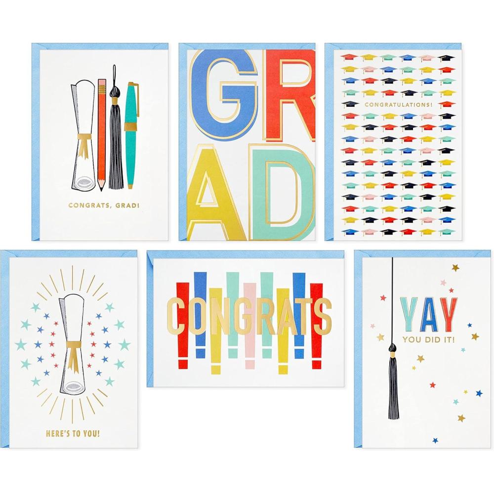 imageHallmark Graduation Cards Bulk Assortment Colorful Congrats 36 Cards and Envelopes 6 DesignsColorful Congrats