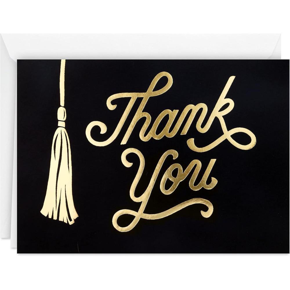 imageHallmark Graduation Thank You Cards Bulk Black and Gold Tassel 40 Thank You Notes with Envelopes