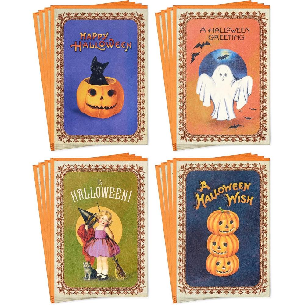 imageHallmark Halloween Cards Assortment Vintage Halloween 16 Cards and EnvelopesVintage Halloween