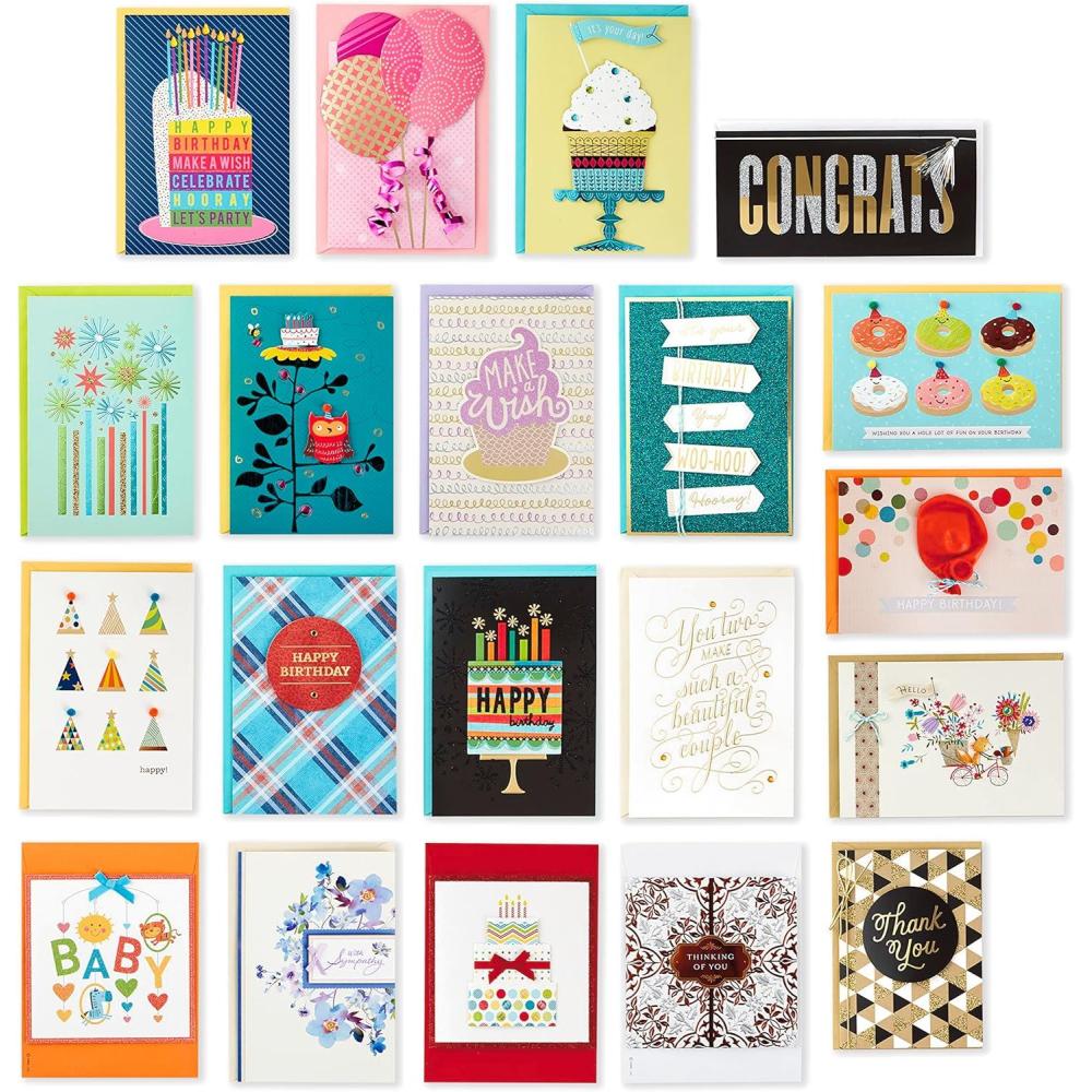 imageHallmark Handmade All Occasion Boxed Greeting Card Assortment Pink Floral Pack of 20Birthday Cards Baby Shower Cards Wedding Cards Sympathy Cards Thinking of You Cards Thank You CardsEveryday