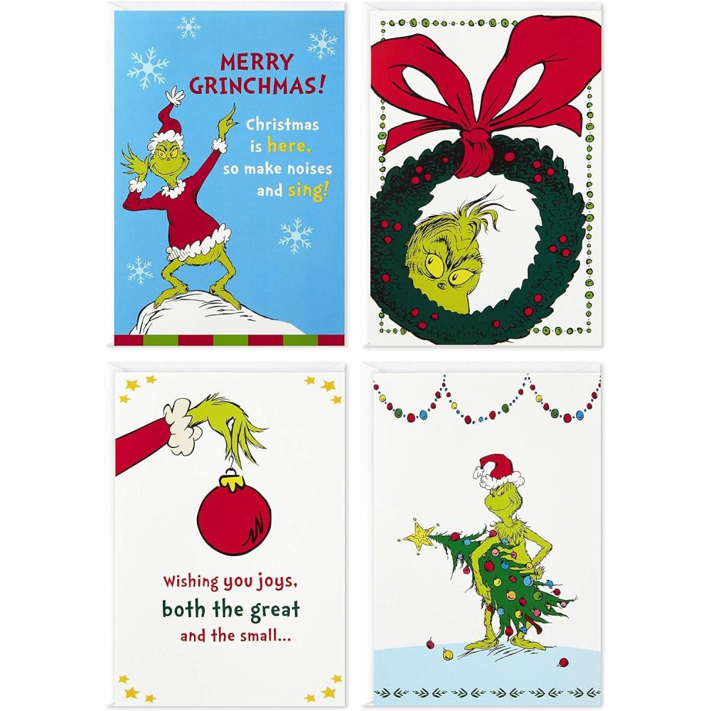imageHallmark Image Arts Boxed Christmas Cards Assortment Classic Grinch 4 Designs 24 Christmas Cards with Envelopes