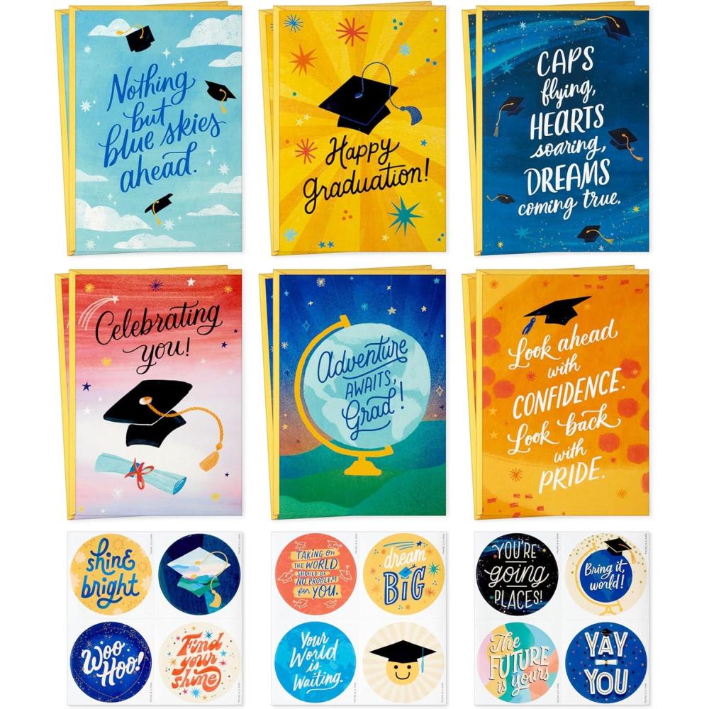 imageHallmark Inspirational Graduation Card Assortment 12 Cards with Envelopes and StickersGrad Cards with Stickers