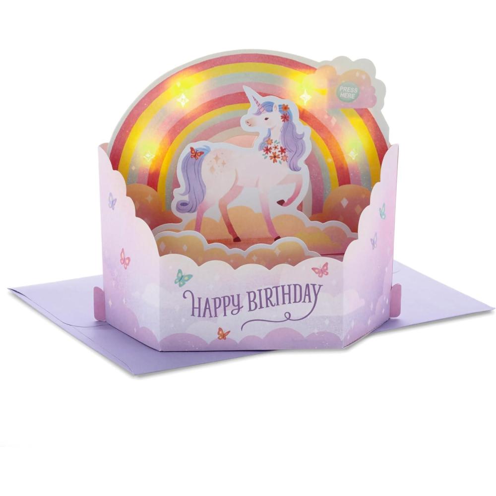 imageHallmark Jumbo Pop Up Birthday Card for Kids UnicornsPop Up  Unicorns and Rainbows