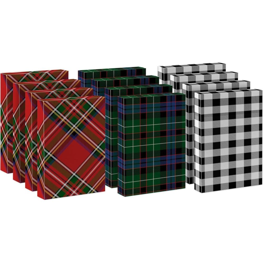 imageHallmark Medium Christmas Gift Boxes with Lids 12 Shirt Boxes 3 Designs Blue Green Red Plaid Black Buffalo Check for Christmas Hanukkah Birthdays Fathers DayPlaid
