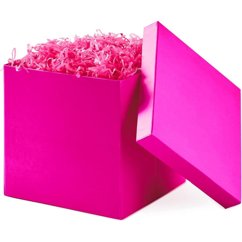 imageHallmark Medium Gift Box with Lid and Shredded Paper Fill Royal Blue 7 inch Box for Birthdays Graduations Anniversaries Fathers Day Christmas Valentines Day All OccasionBright Pink