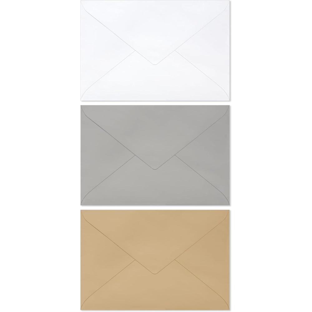 imageHallmark Neutral Bulk Envelope Assortment 100 Envelopes White Slate Gray Latte Tan