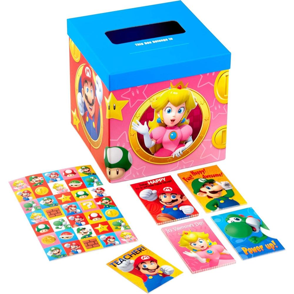 imageHallmark Nintendo Super Mario Bros Valentines Day Cards 12 Blank Cards with Envelopes for Birthdays Back to School Any OccasionSuper Mario