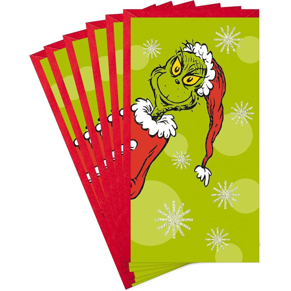 imageHallmark Pack of Christmas Money or Gift Card Holders The Grinch 6 Holiday Cards with EnvelopesGrinch MoneyGift Card Holders